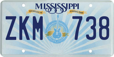MS license plate ZKM738