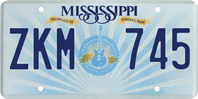 MS license plate ZKM745