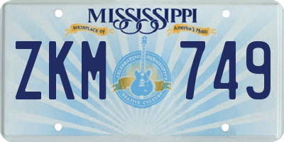 MS license plate ZKM749
