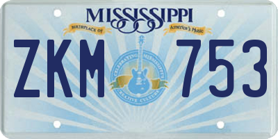 MS license plate ZKM753