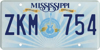 MS license plate ZKM754