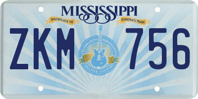 MS license plate ZKM756
