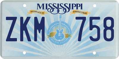 MS license plate ZKM758