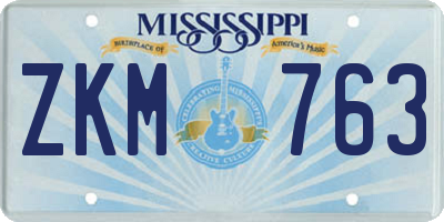 MS license plate ZKM763