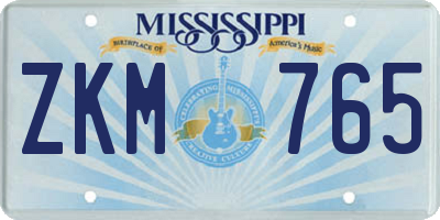 MS license plate ZKM765