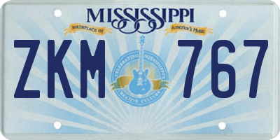 MS license plate ZKM767