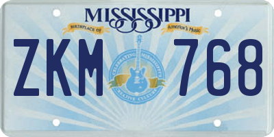 MS license plate ZKM768