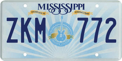 MS license plate ZKM772