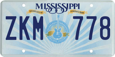 MS license plate ZKM778
