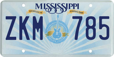 MS license plate ZKM785