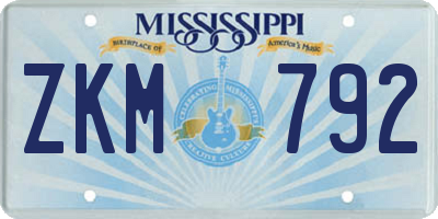 MS license plate ZKM792