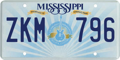 MS license plate ZKM796