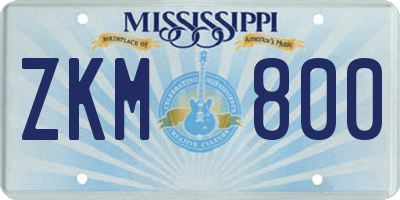 MS license plate ZKM800
