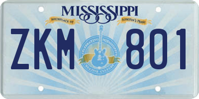 MS license plate ZKM801