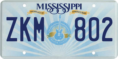 MS license plate ZKM802