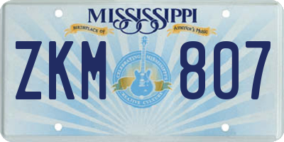 MS license plate ZKM807