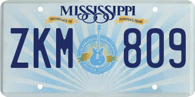 MS license plate ZKM809
