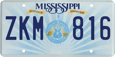 MS license plate ZKM816