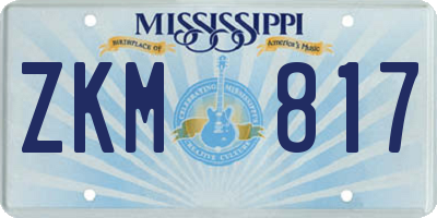 MS license plate ZKM817