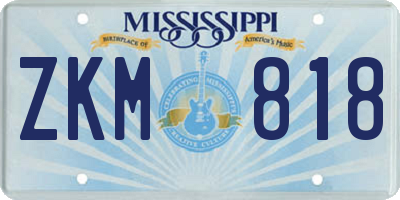 MS license plate ZKM818