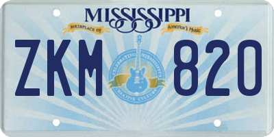 MS license plate ZKM820