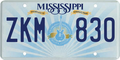 MS license plate ZKM830