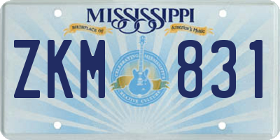 MS license plate ZKM831