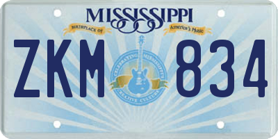 MS license plate ZKM834