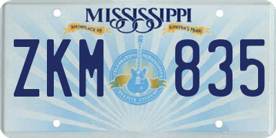 MS license plate ZKM835