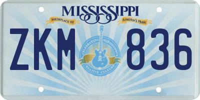 MS license plate ZKM836