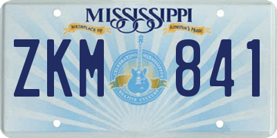 MS license plate ZKM841