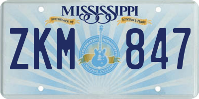 MS license plate ZKM847