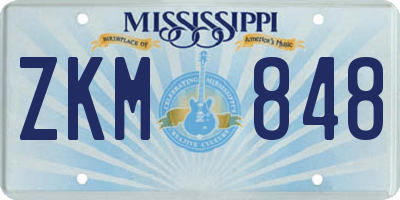 MS license plate ZKM848