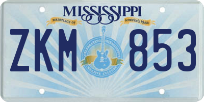 MS license plate ZKM853