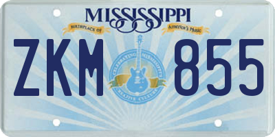 MS license plate ZKM855