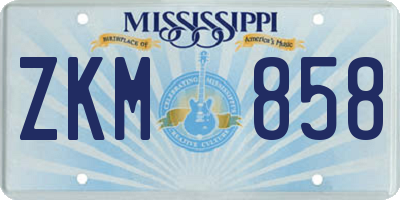 MS license plate ZKM858