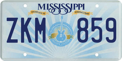 MS license plate ZKM859