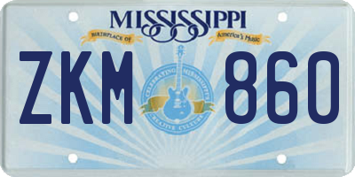 MS license plate ZKM860