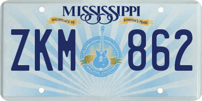 MS license plate ZKM862