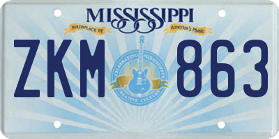 MS license plate ZKM863