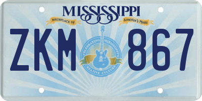 MS license plate ZKM867