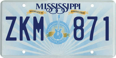 MS license plate ZKM871