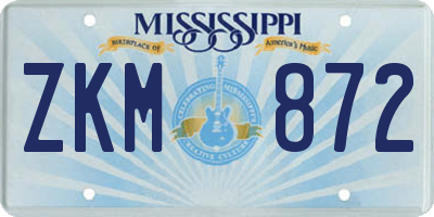 MS license plate ZKM872