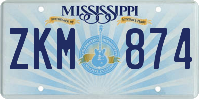 MS license plate ZKM874