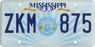 MS license plate ZKM875