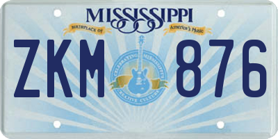 MS license plate ZKM876