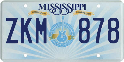MS license plate ZKM878