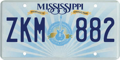 MS license plate ZKM882