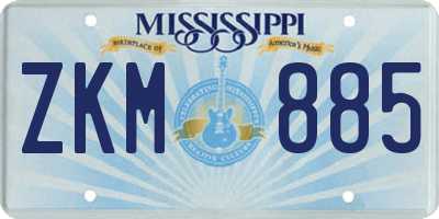 MS license plate ZKM885