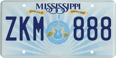 MS license plate ZKM888